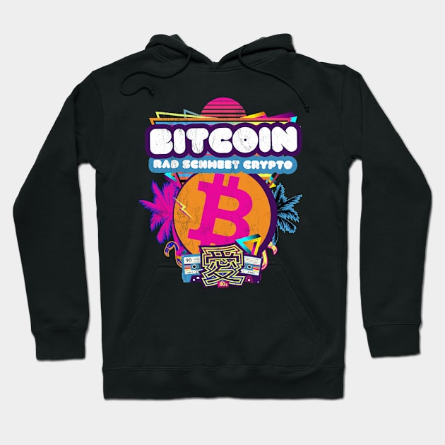 Bitcoin Schweet Crypo Retrowave 80's Retro Digital Currency Hoodie by MapYourWorld